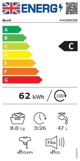 Bosch WAJ28002GB, Washing machine, front loader